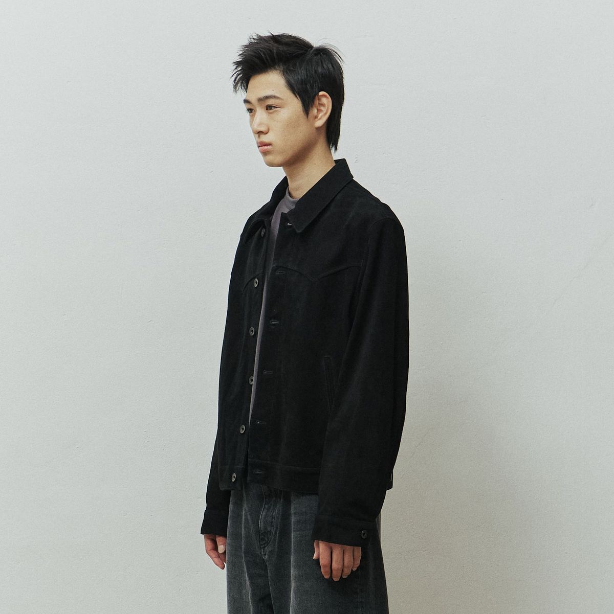 시선(SEASUN) 카프 스웨이드 자켓_블랙