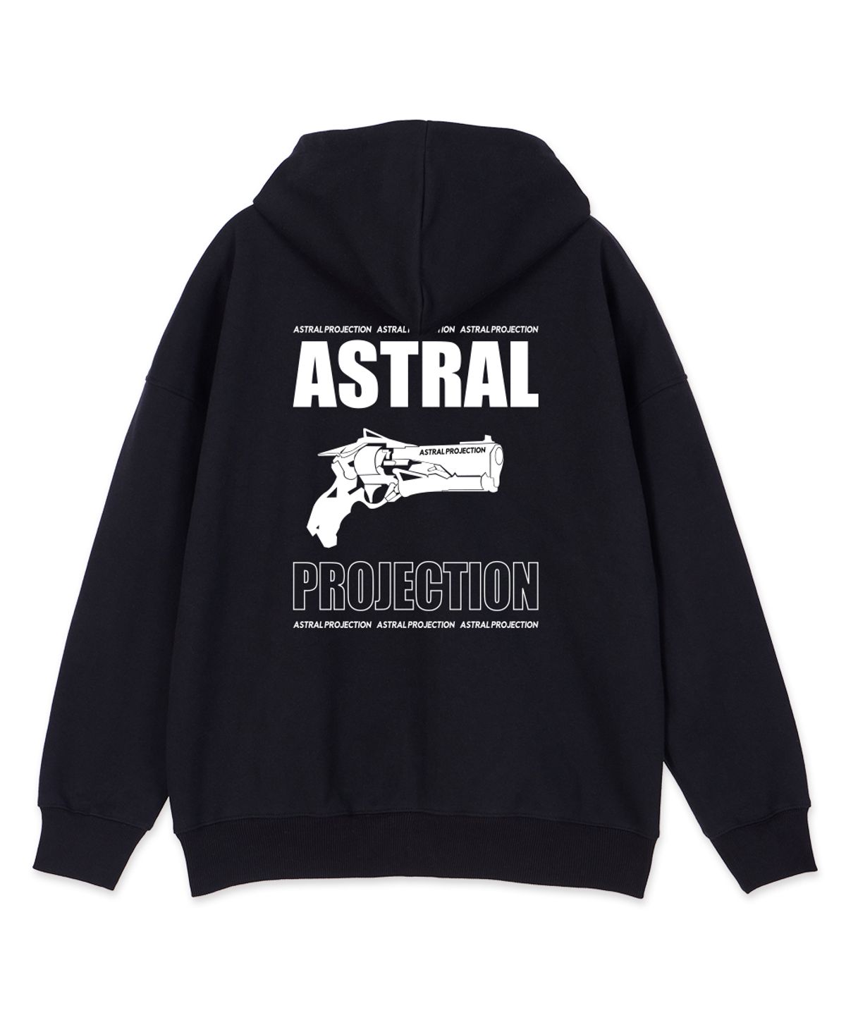아스트랄 프로젝션(ASTRAL PROJECTION) 아스트랄 건 오버핏 와이드 숄더 후드 집업_블랙