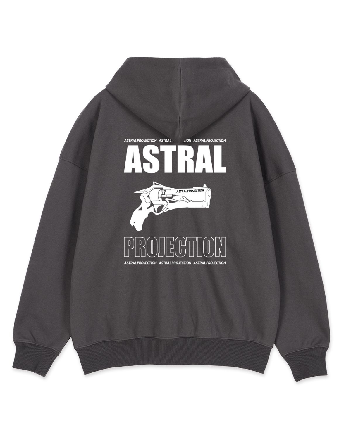 아스트랄 프로젝션(ASTRAL PROJECTION) 아스트랄 건 오버핏 와이드 숄더 후드 집업_차콜