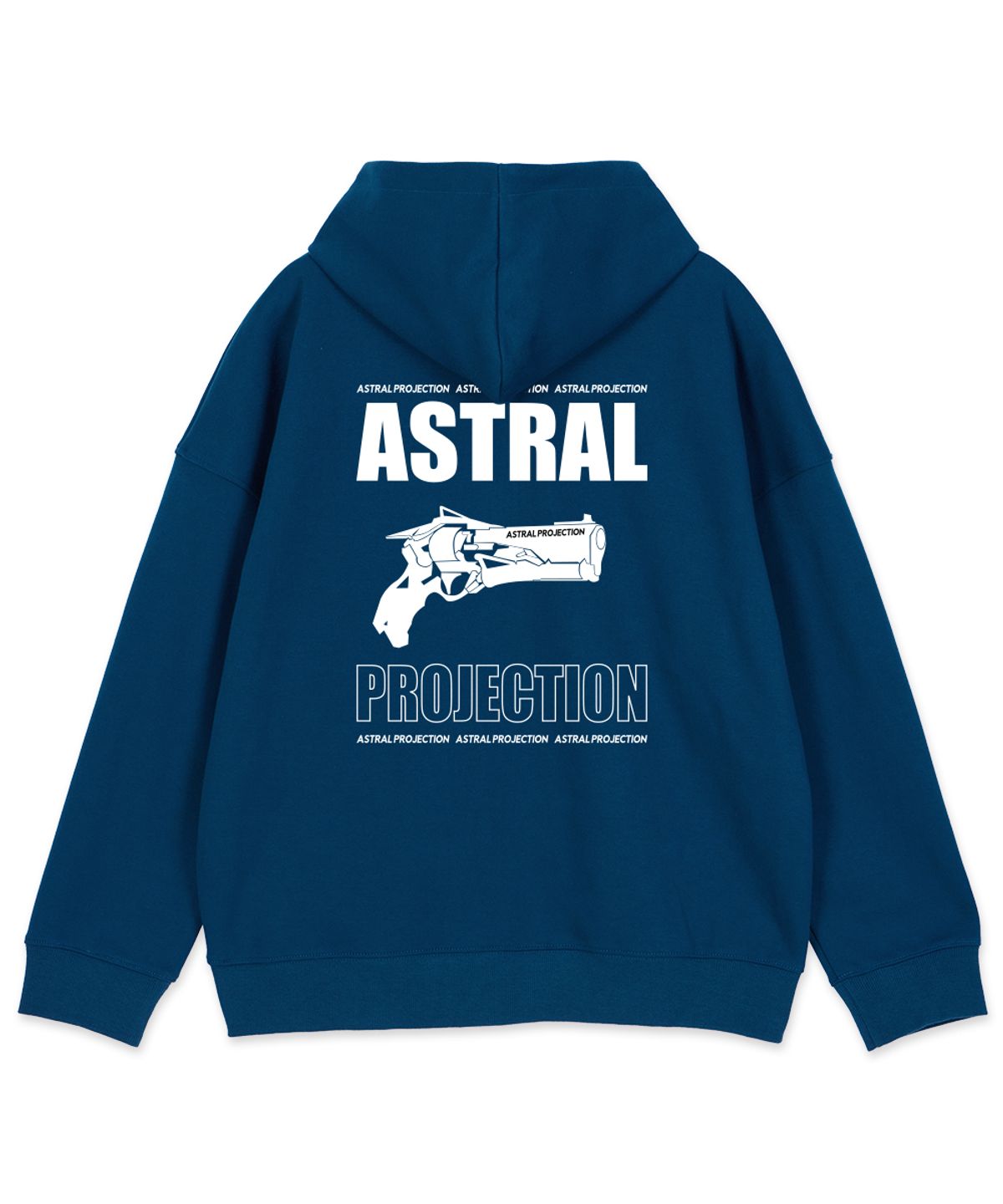 아스트랄 프로젝션(ASTRAL PROJECTION) 아스트랄 건 오버핏 와이드 숄더 후드 집업_틸블루