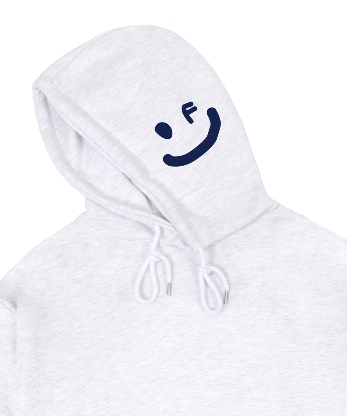 그레이버(GRAVER) [UNISEX]사이드 후드 드로잉스마일 후드티_멜란지화이트