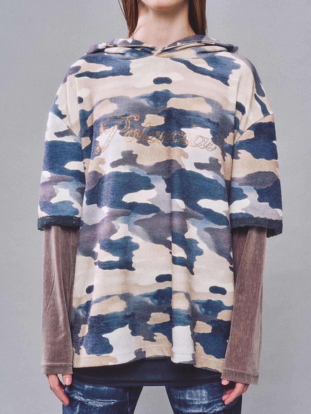 솜속(SOMSOC) LUNE LAYERED HOODIE_BEIGE