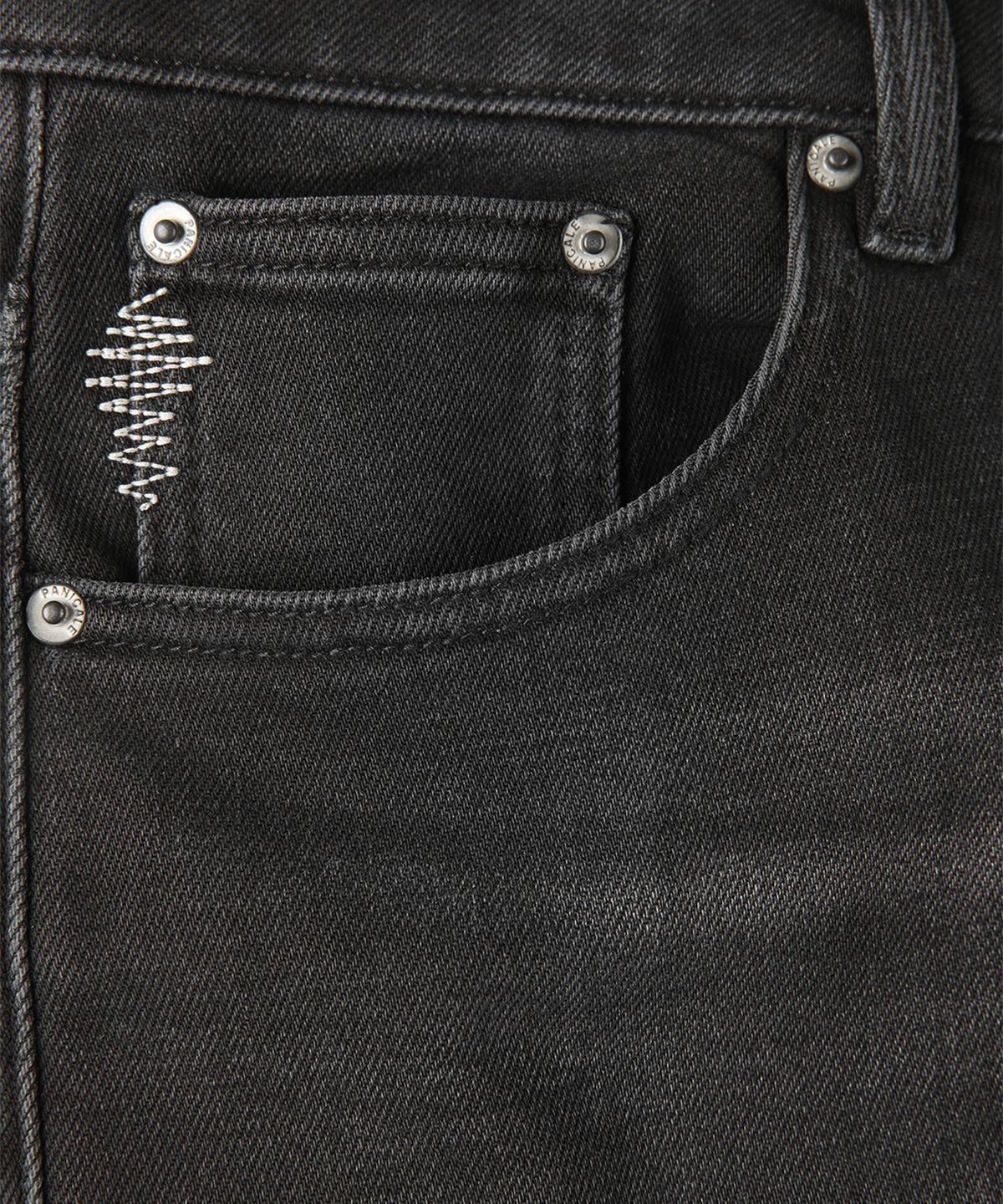 빠니깔레(PANICALE) 블랙 기모 빈티지 워싱 데님 팬츠
