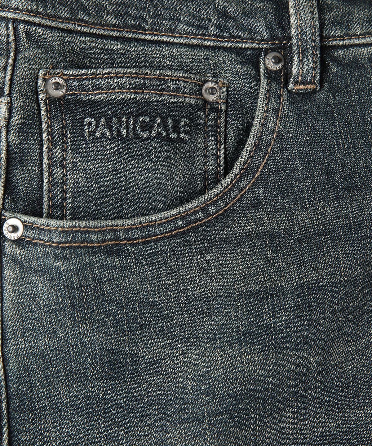 빠니깔레(PANICALE) 블루 기모 빈티지 워싱 데님 팬츠