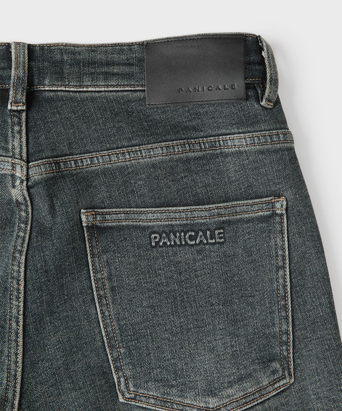 빠니깔레(PANICALE) 블루 기모 빈티지 워싱 데님 팬츠