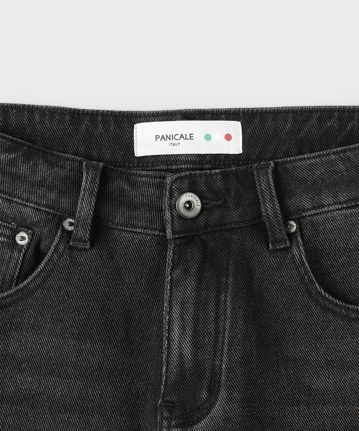 빠니깔레(PANICALE) 블랙 기모 워시드 데님 팬츠
