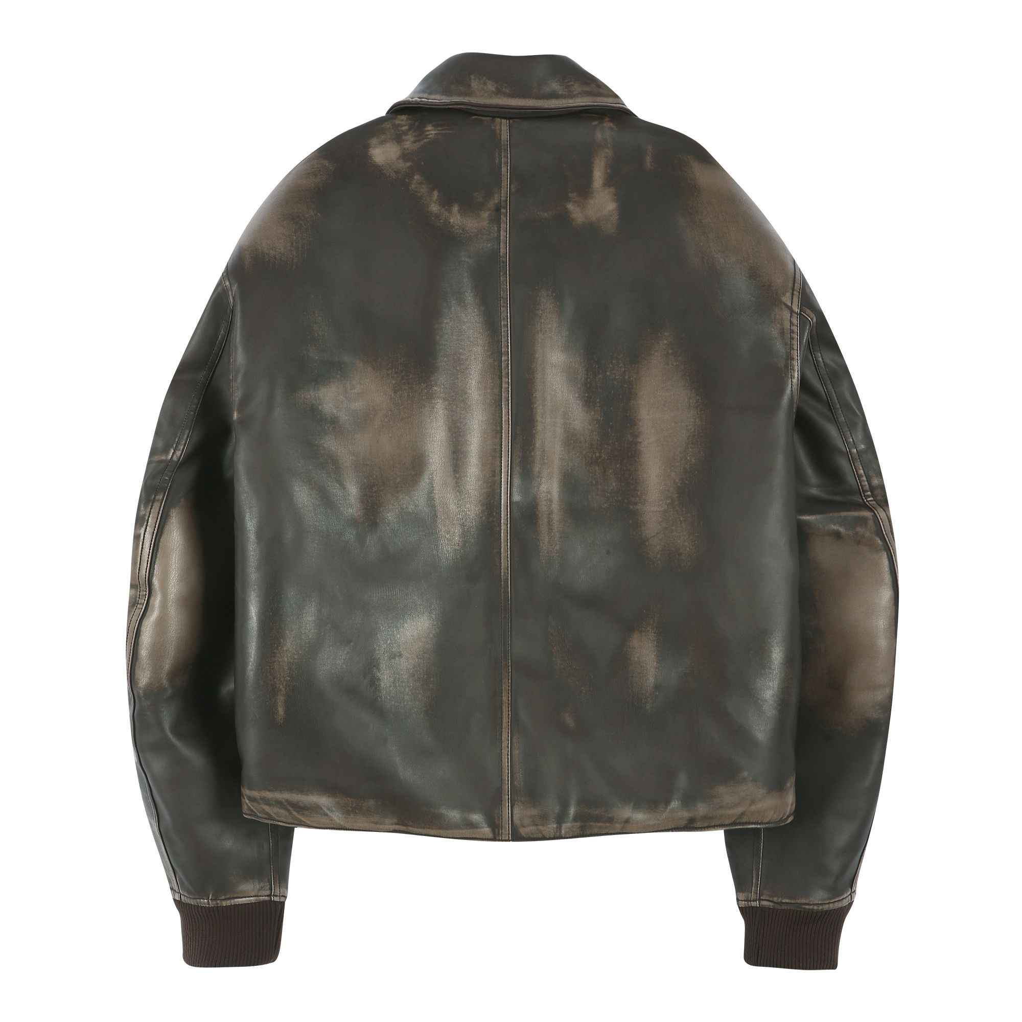 MUSINSA | EASY NO EASY Washed leather padded jumper - brown