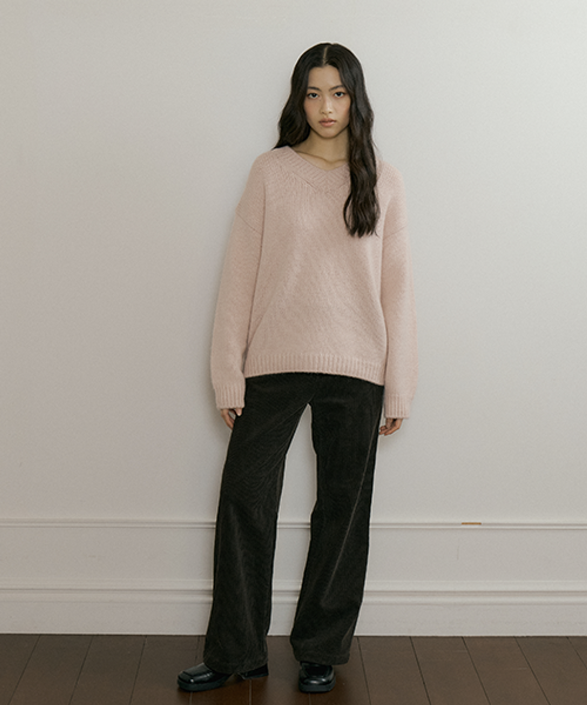 링서울(LINGSEOUL) baby alpaca V-neck kint top-pink