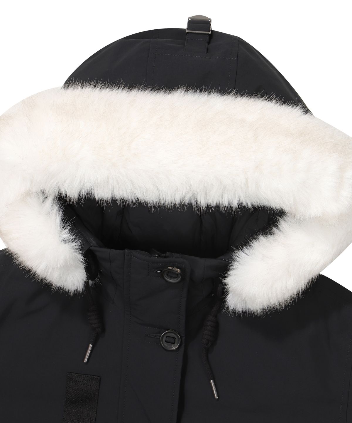슈퍼드라이(SUPERDRY) W 피쉬테일 덕 다운 후드 롱파카 블랙