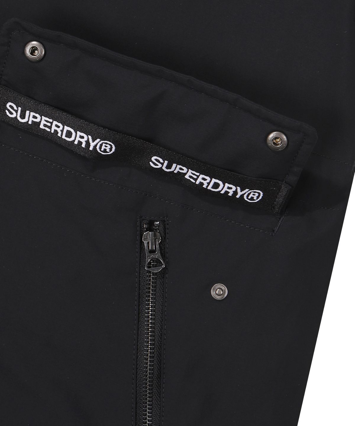 슈퍼드라이(SUPERDRY) W 피쉬테일 덕 다운 후드 롱파카 블랙