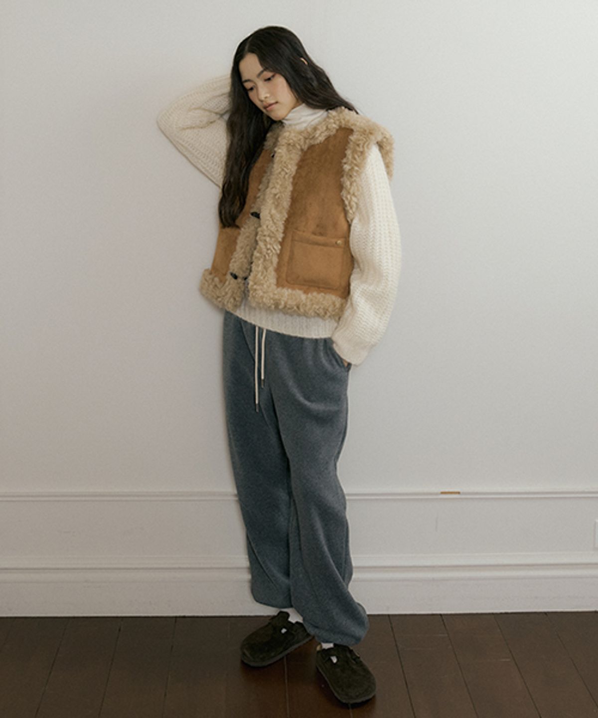 링서울(LINGSEOUL) fleece jogger pants-charcoal