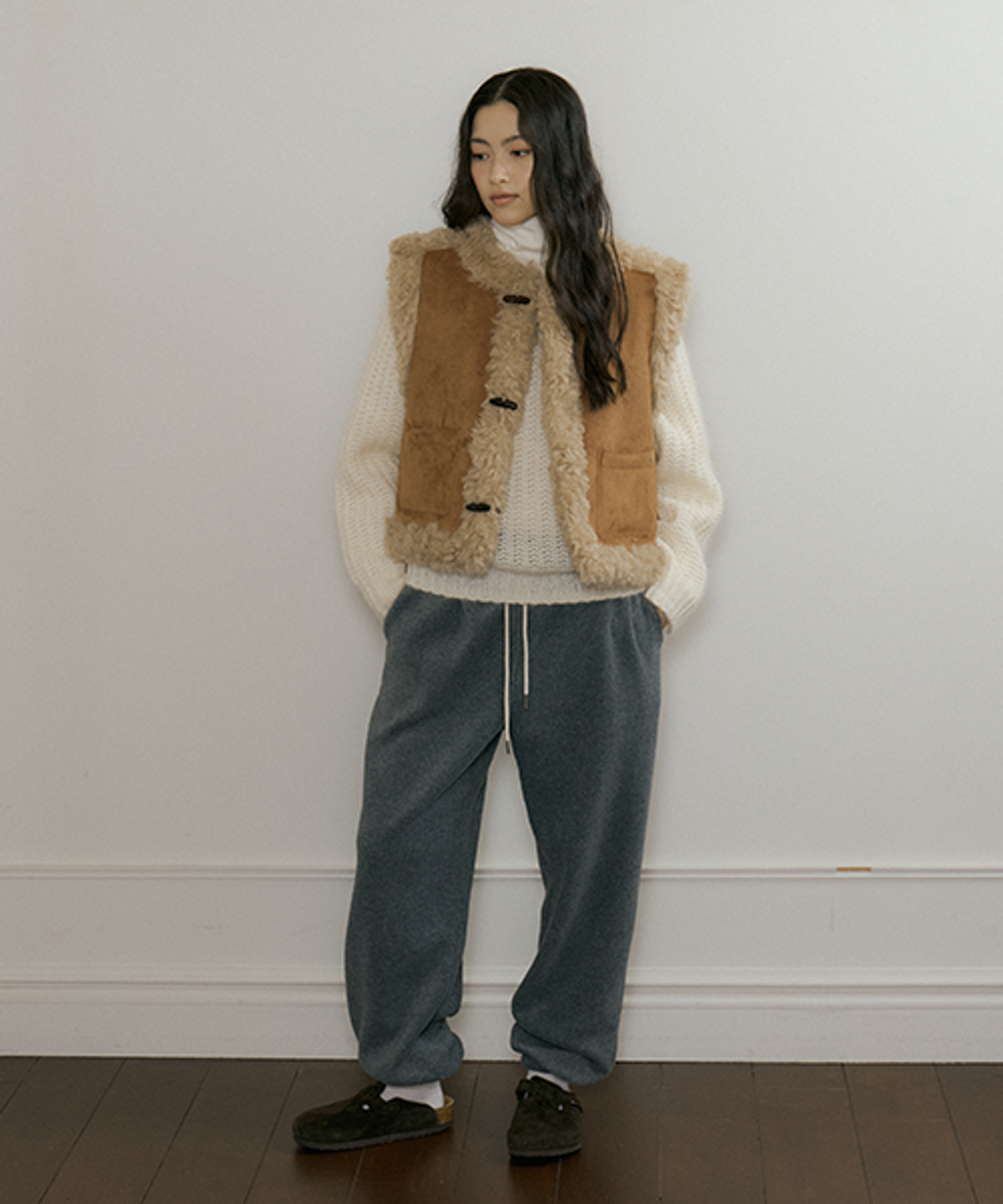 링서울(LINGSEOUL) fleece jogger pants-charcoal