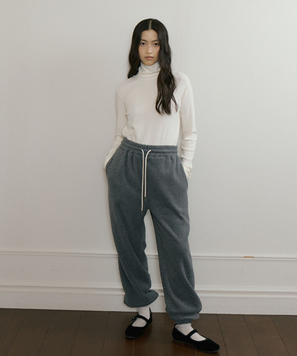 링서울(LINGSEOUL) fleece jogger pants-charcoal