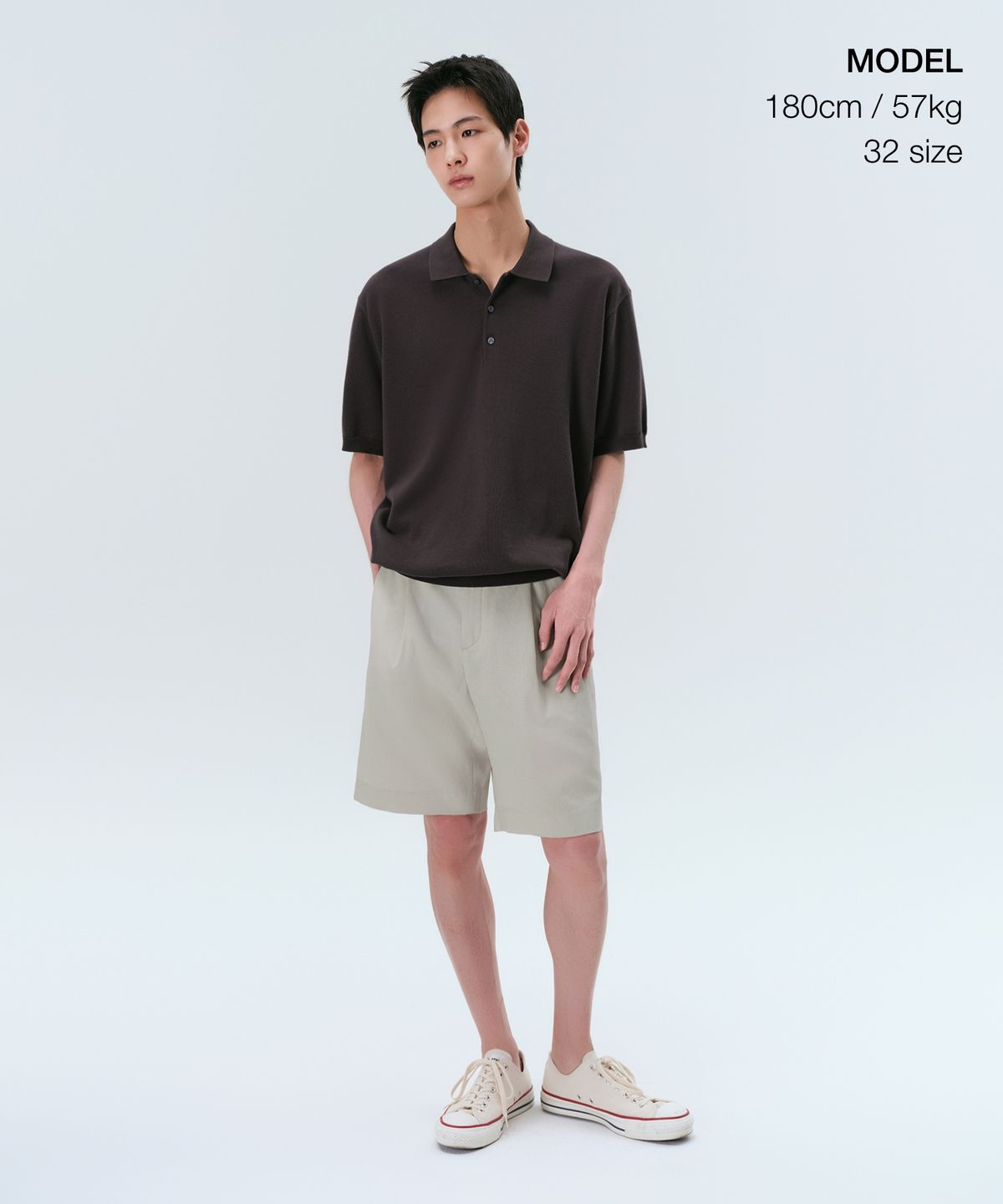무신사 스탠다드(MUSINSA STANDARD) 쿨 터치 히든 밴딩 하프 슬랙스 [더스티 크림]