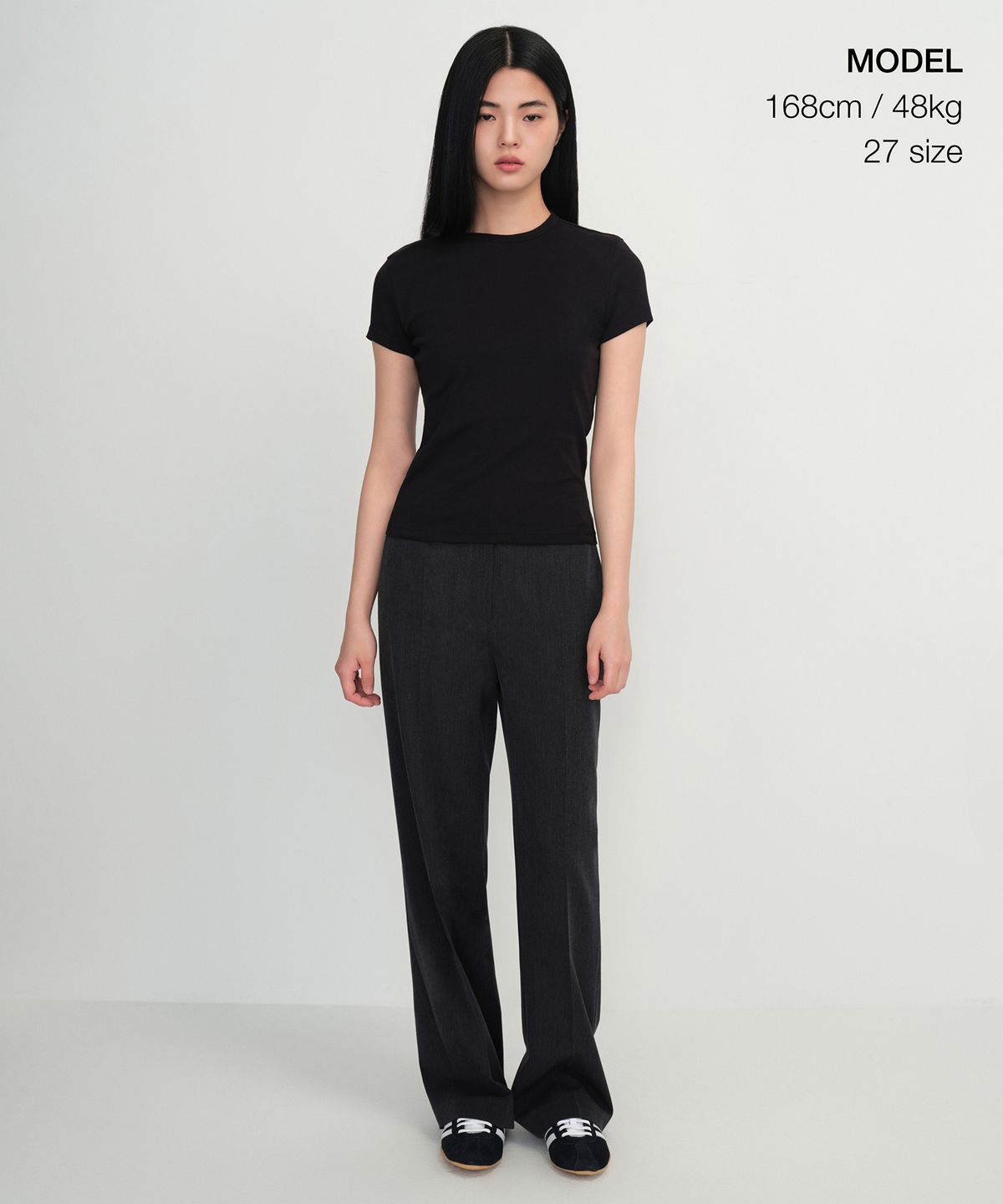 무신사 스탠다드 우먼(MUSINSA STANDARD WOMAN) 우먼즈 스트레이트 히든 밴딩 슬랙스 [차콜 그레이]