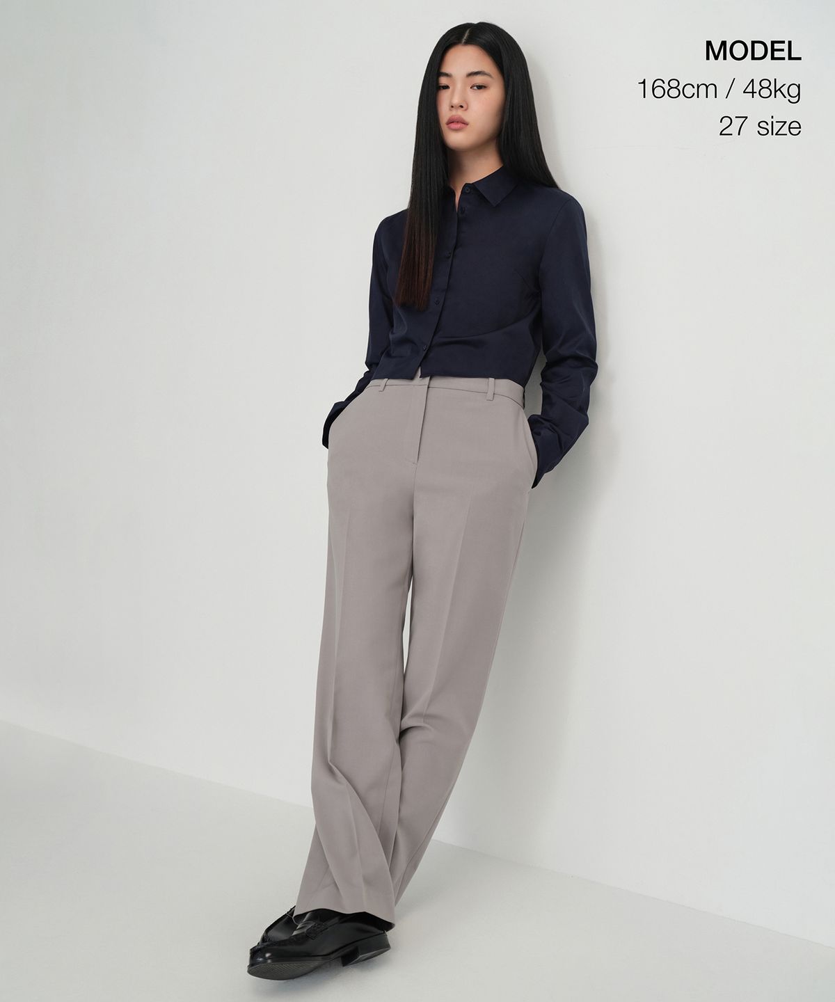 무신사 스탠다드 우먼(MUSINSA STANDARD WOMAN) 우먼즈 스트레이트 히든 밴딩 슬랙스 [라이트 웜 그레이]