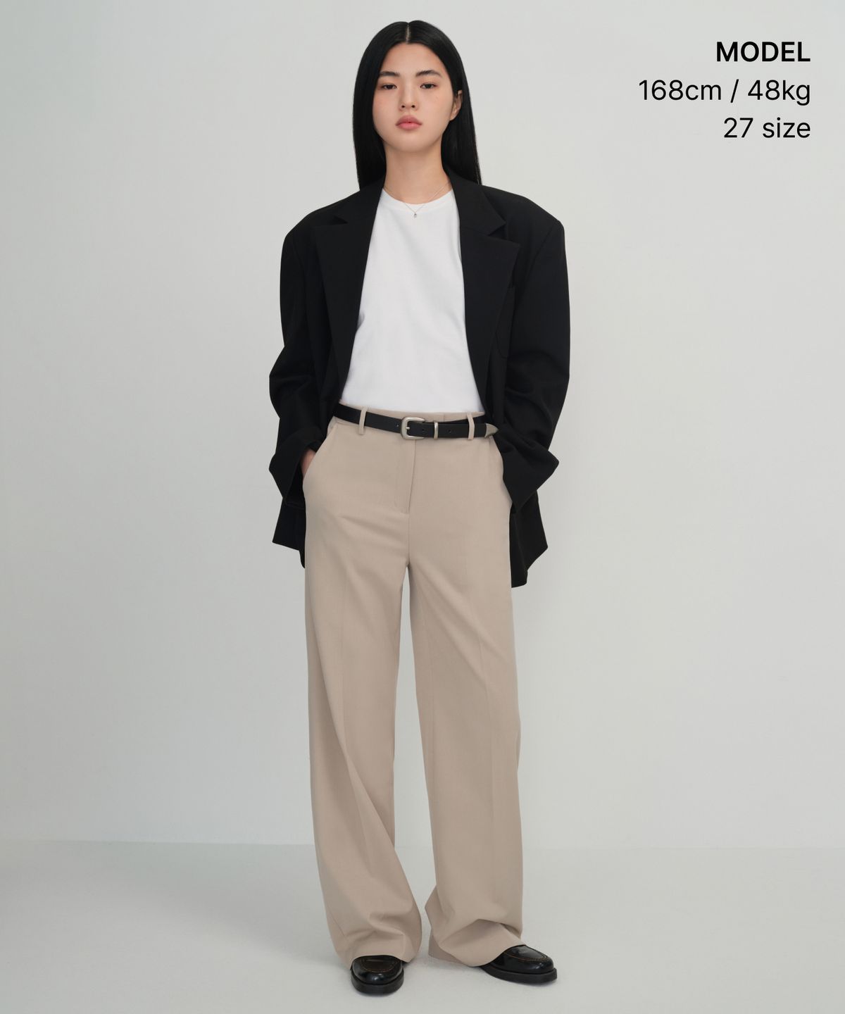 무신사 스탠다드 우먼(MUSINSA STANDARD WOMAN) 우먼즈 와이드 히든 밴딩 슬랙스 [웜 샌드]