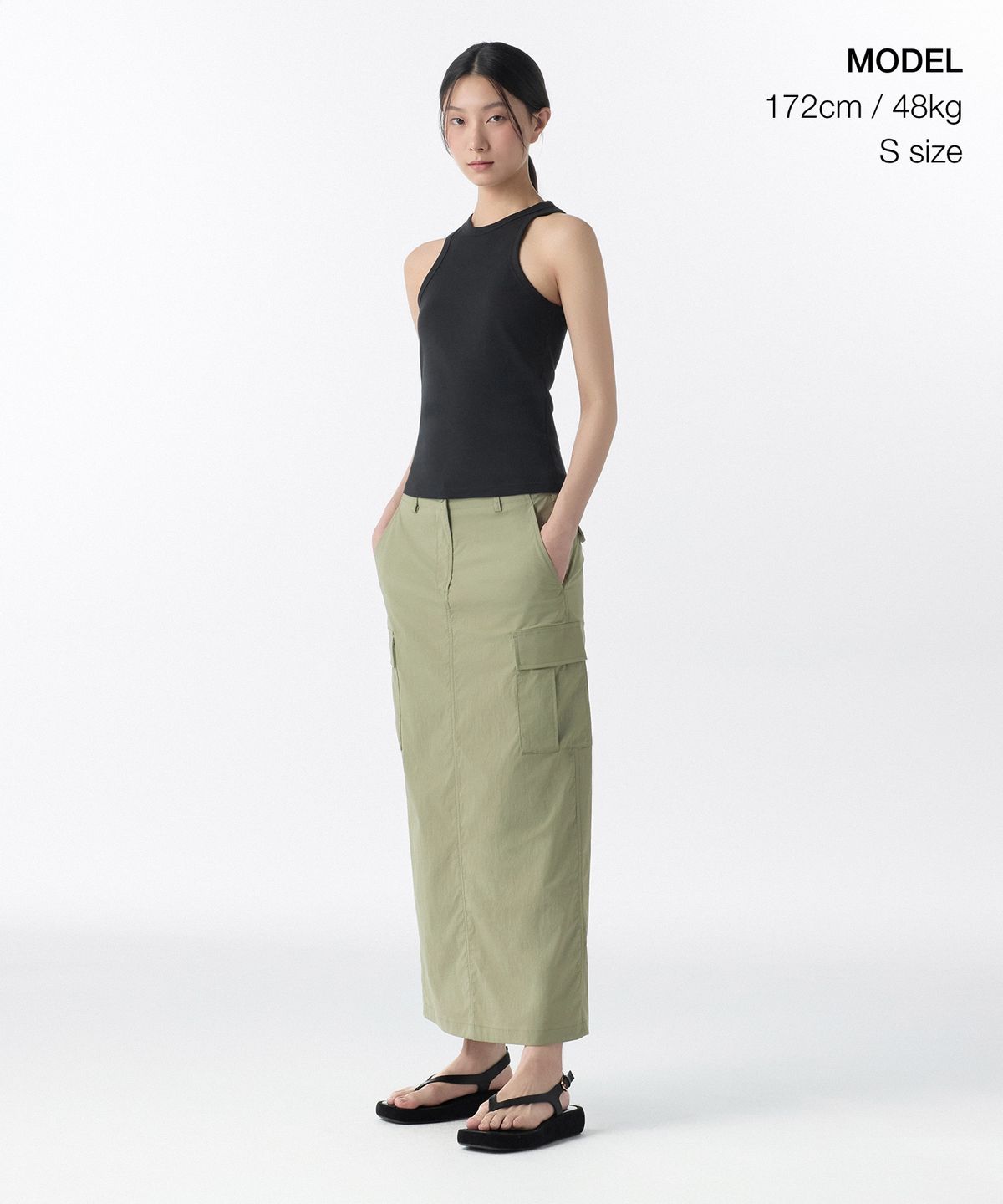 무신사 스탠다드 우먼(MUSINSA STANDARD WOMAN) 우먼즈 카고 맥시 스커트 [세이지]