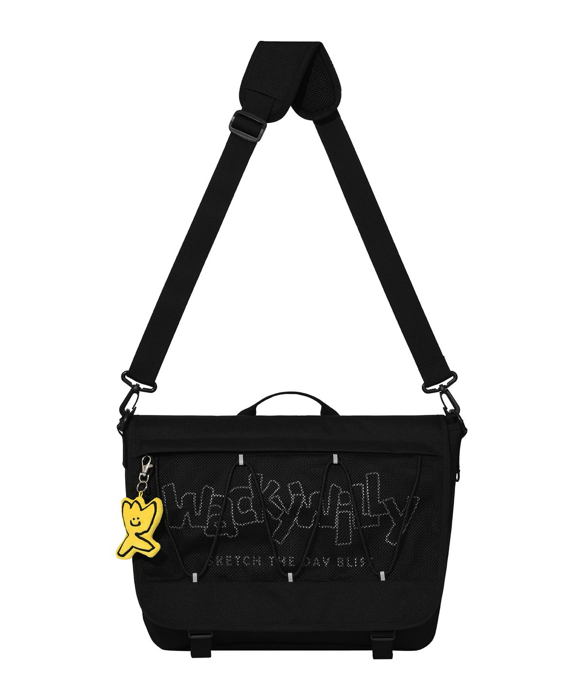 와키윌리(WACKY WILLY) [25SS] 메쉬 스트링 메신저백 블랙