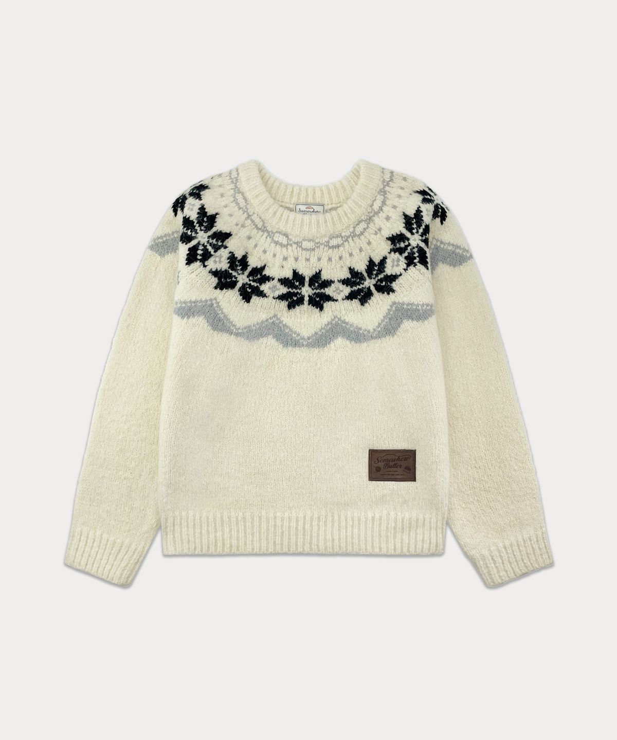 썸웨어버터(SOMEWHEREBUTTER) Snow Alpaca Nordic Knit - Ivory