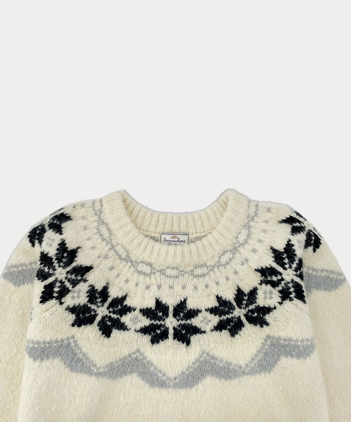 썸웨어버터(SOMEWHEREBUTTER) Snow Alpaca Nordic Knit - Ivory