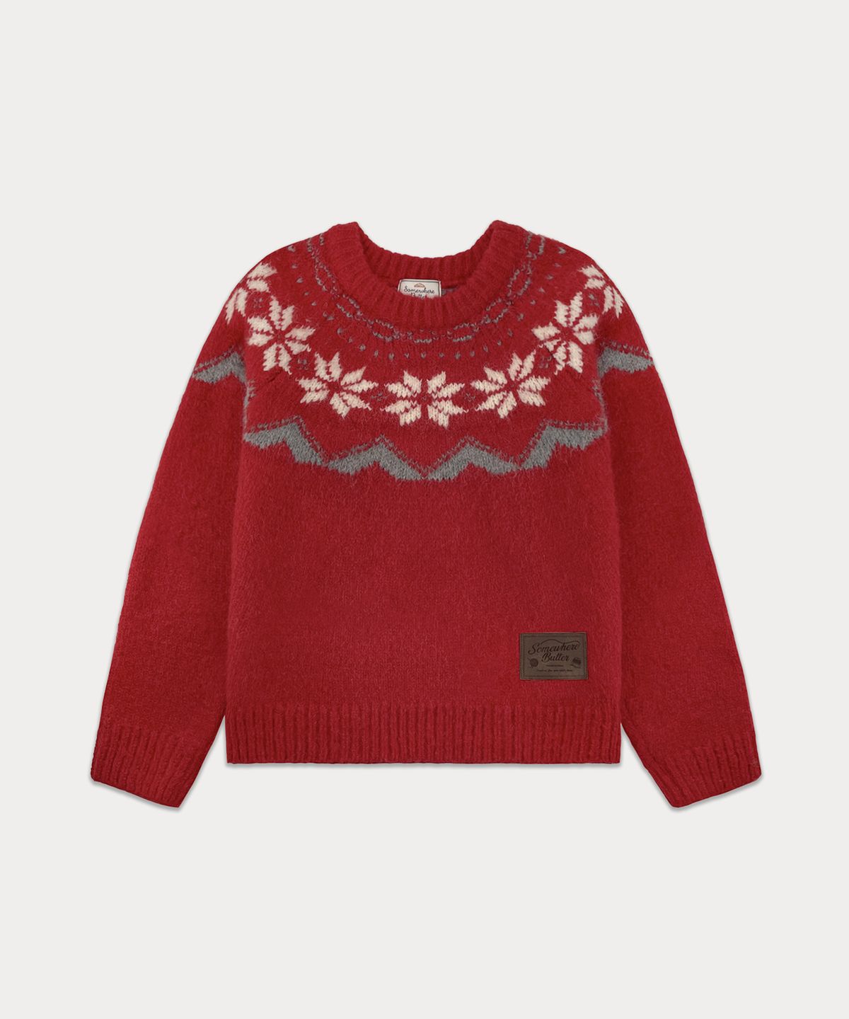 썸웨어버터(SOMEWHEREBUTTER) Snow Alpaca Nordic Knit - Red