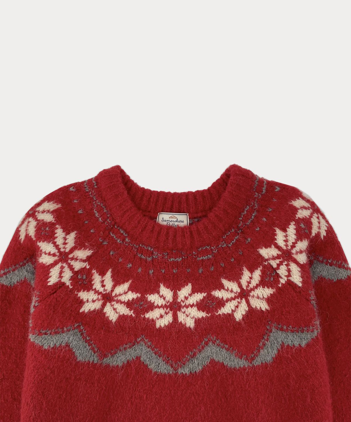 썸웨어버터(SOMEWHEREBUTTER) Snow Alpaca Nordic Knit - Red