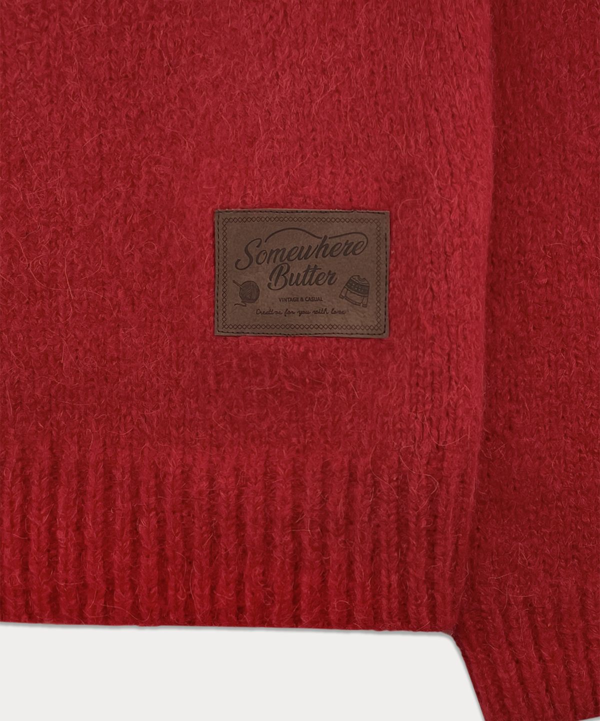 썸웨어버터(SOMEWHEREBUTTER) Snow Alpaca Nordic Knit - Red