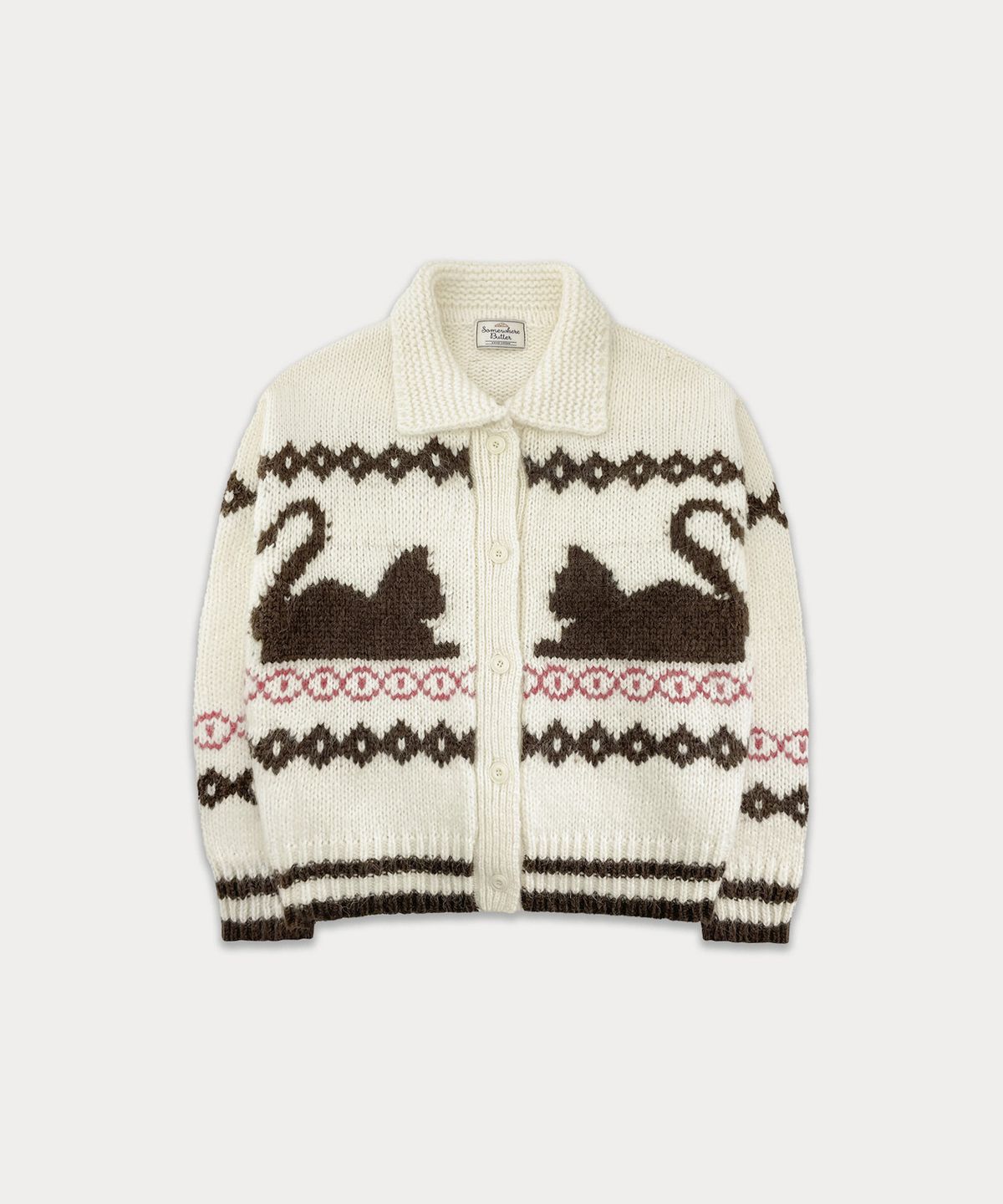 썸웨어버터(SOMEWHEREBUTTER) Cat Vintage Alpaca Sweater - Ivory