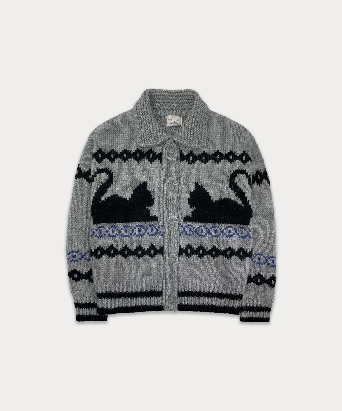썸웨어버터(SOMEWHEREBUTTER) Cat Vintage Alpaca Sweater - Grey