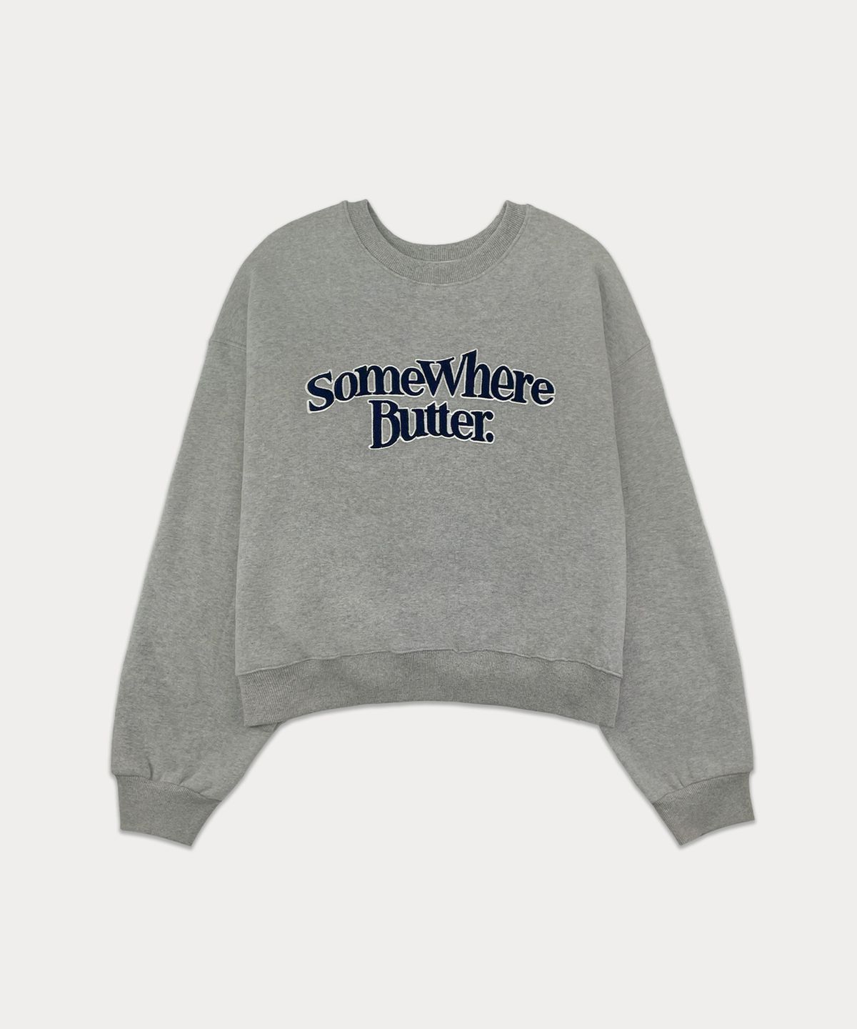 썸웨어버터(SOMEWHEREBUTTER) Boucle Wave Logo Sweatshirt - Grey