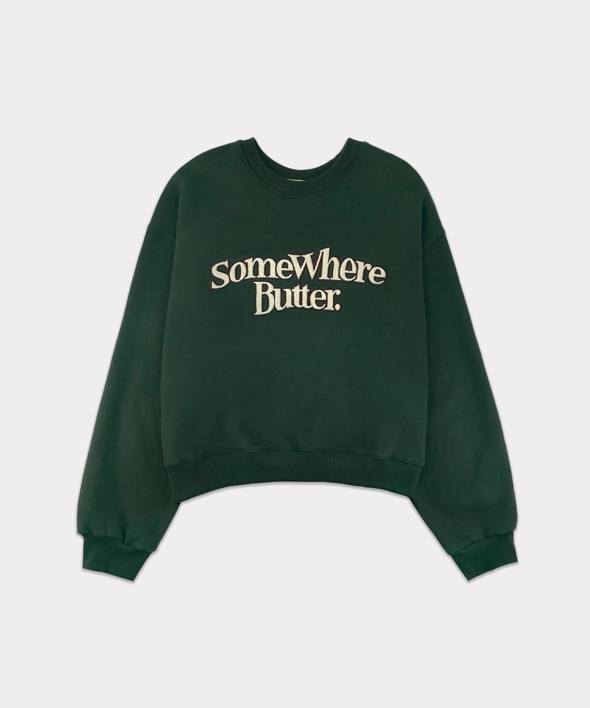 썸웨어버터(SOMEWHEREBUTTER) Boucle Wave Logo Sweatshirt - Green