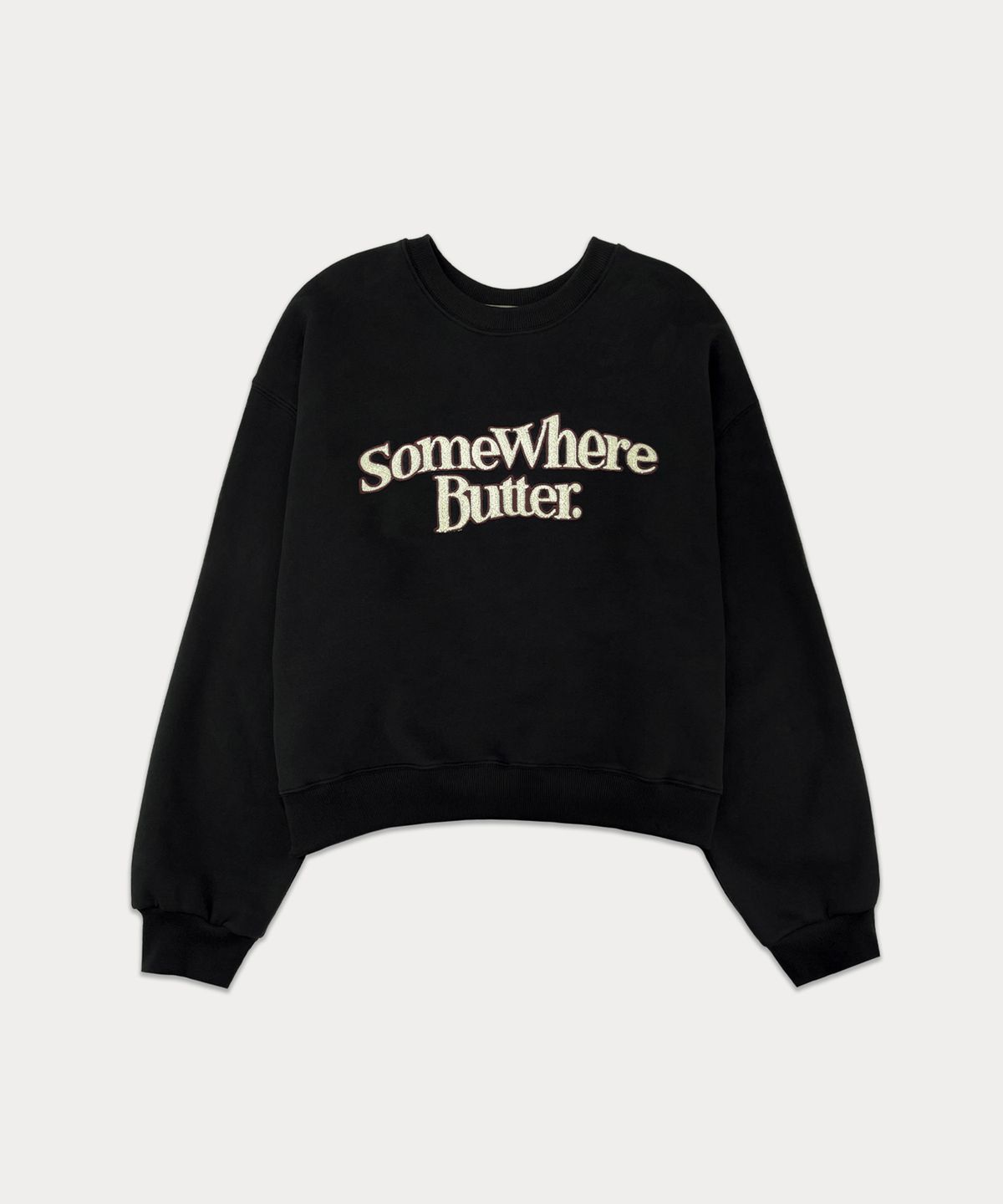썸웨어버터(SOMEWHEREBUTTER) Boucle Wave Logo Sweatshirt - Black