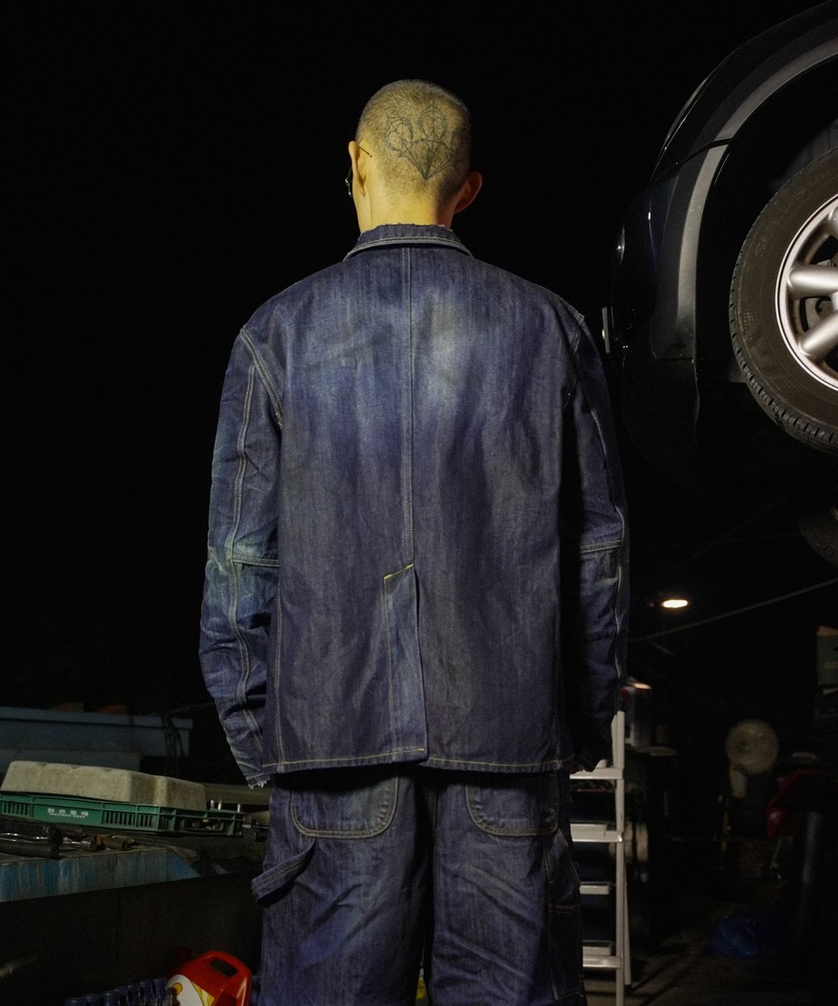 디키즈(DICKIES) X 떠그클럽 워시드 데님 블레이저 재킷 Blue