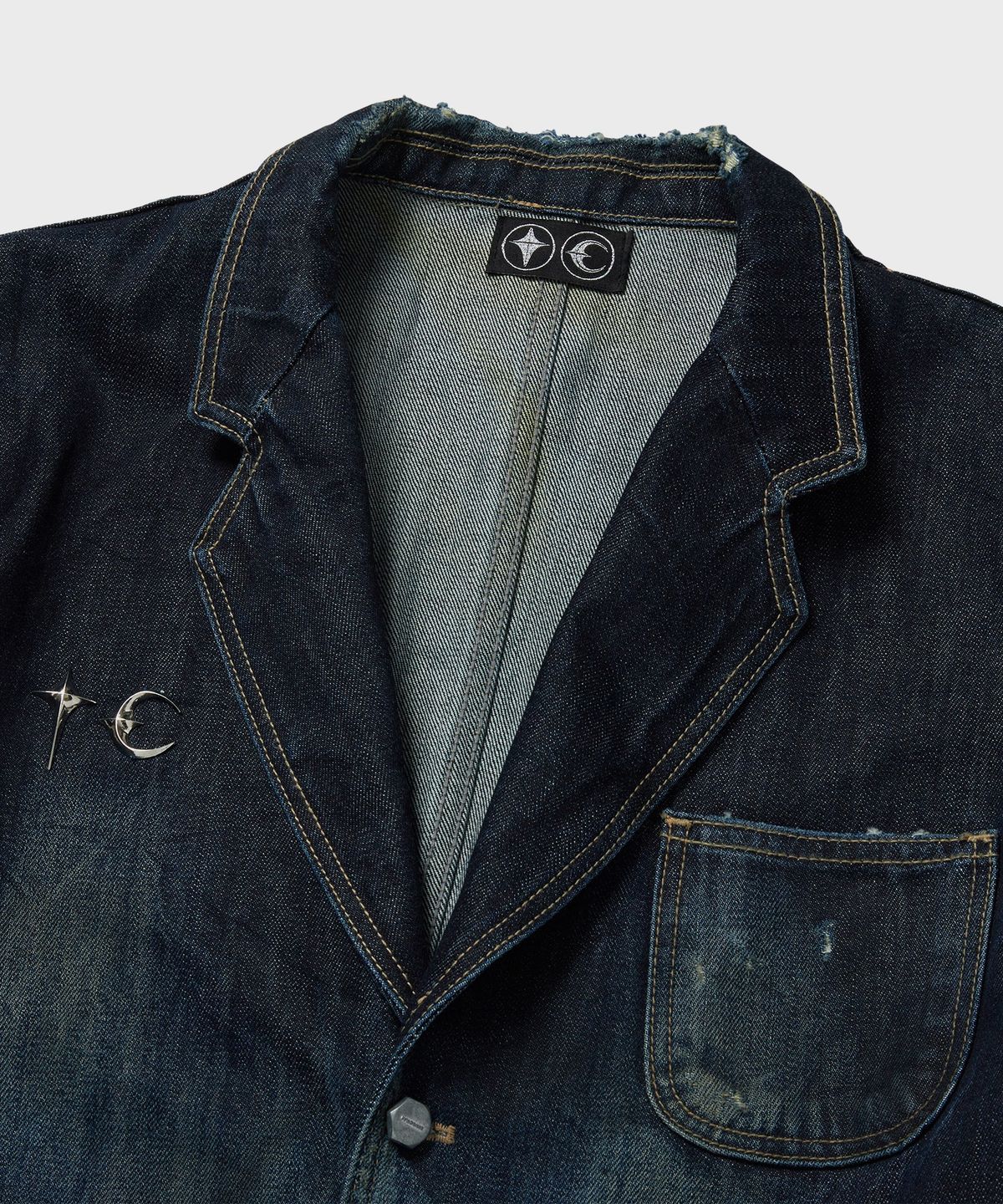 디키즈(DICKIES) X 떠그클럽 워시드 데님 블레이저 재킷 Blue