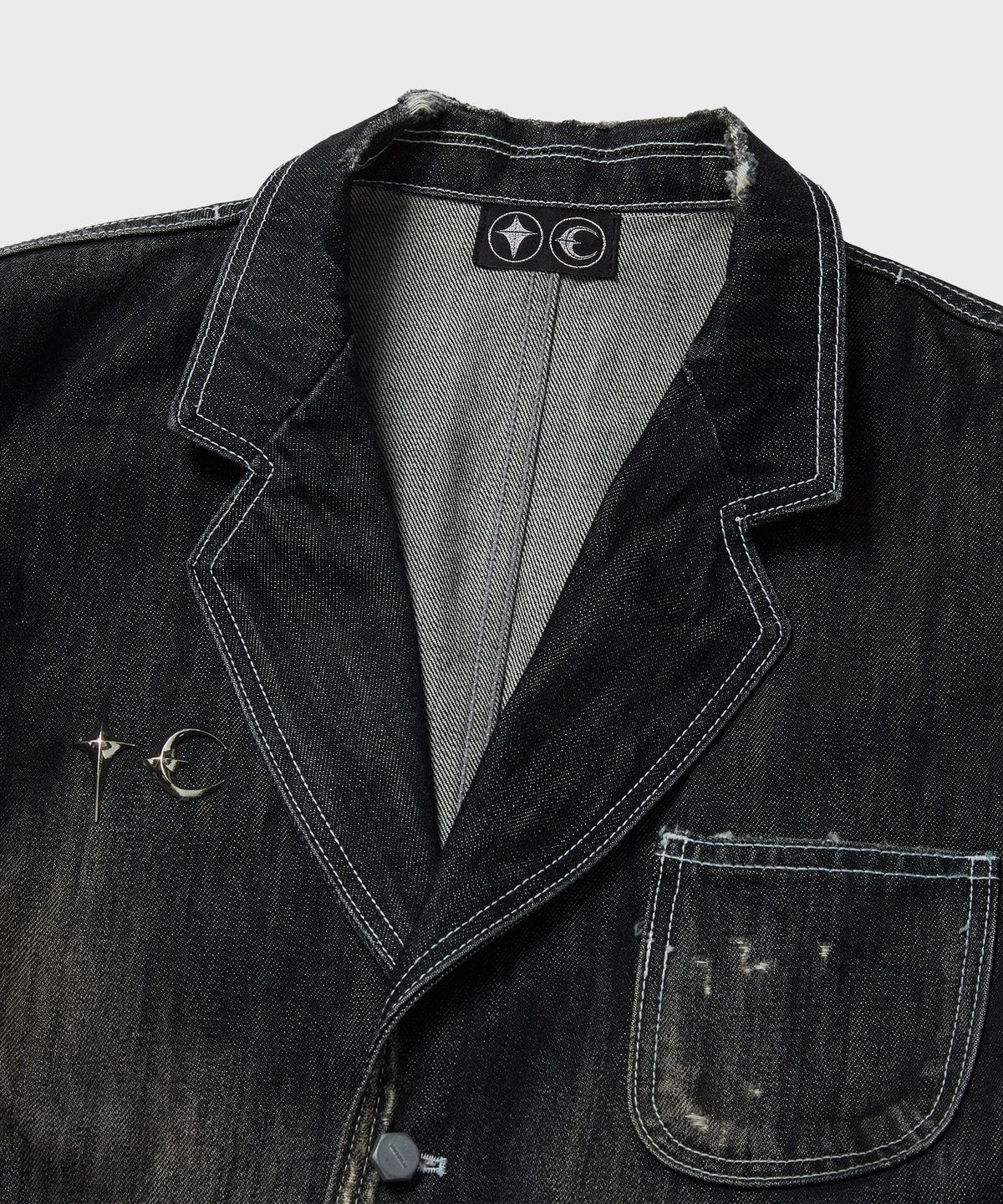 디키즈(DICKIES) X 떠그클럽 워시드 데님 블레이저 재킷 Black
