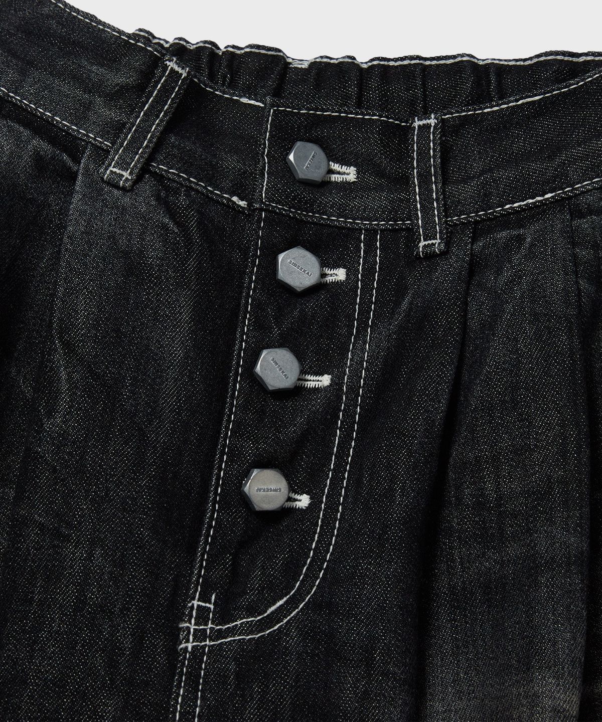디키즈(DICKIES) X 떠그클럽 더블니 워시드 데님 팬츠 Black
