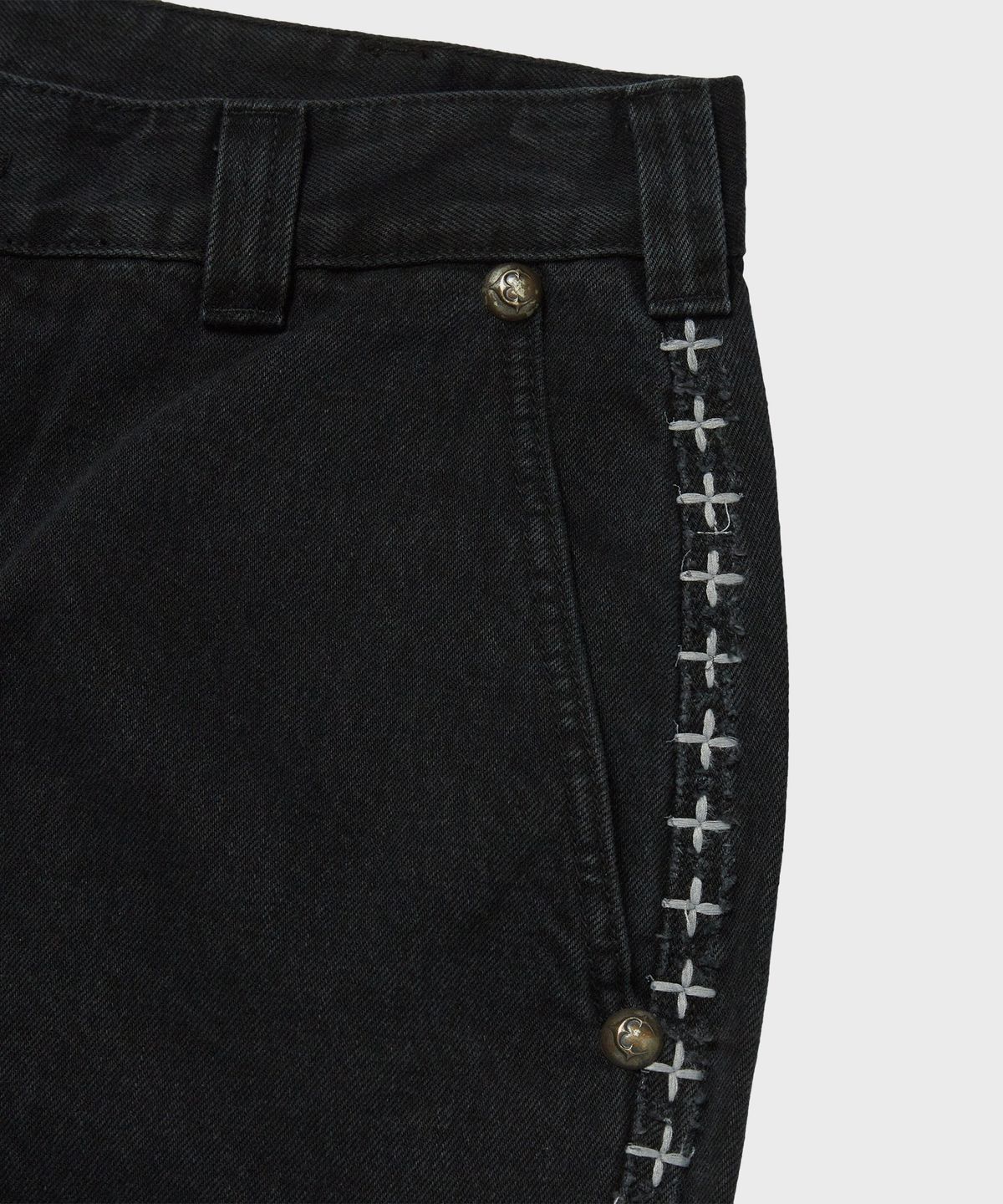 디키즈(DICKIES) X 떠그클럽 크로스 스티치 더블니 팬츠 Black