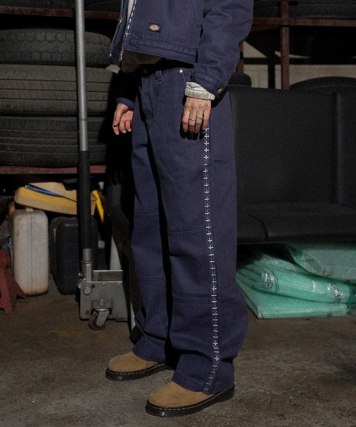 MUSINSA | DICKIES X TC Cross Stitch Double Knee Pants - Navy