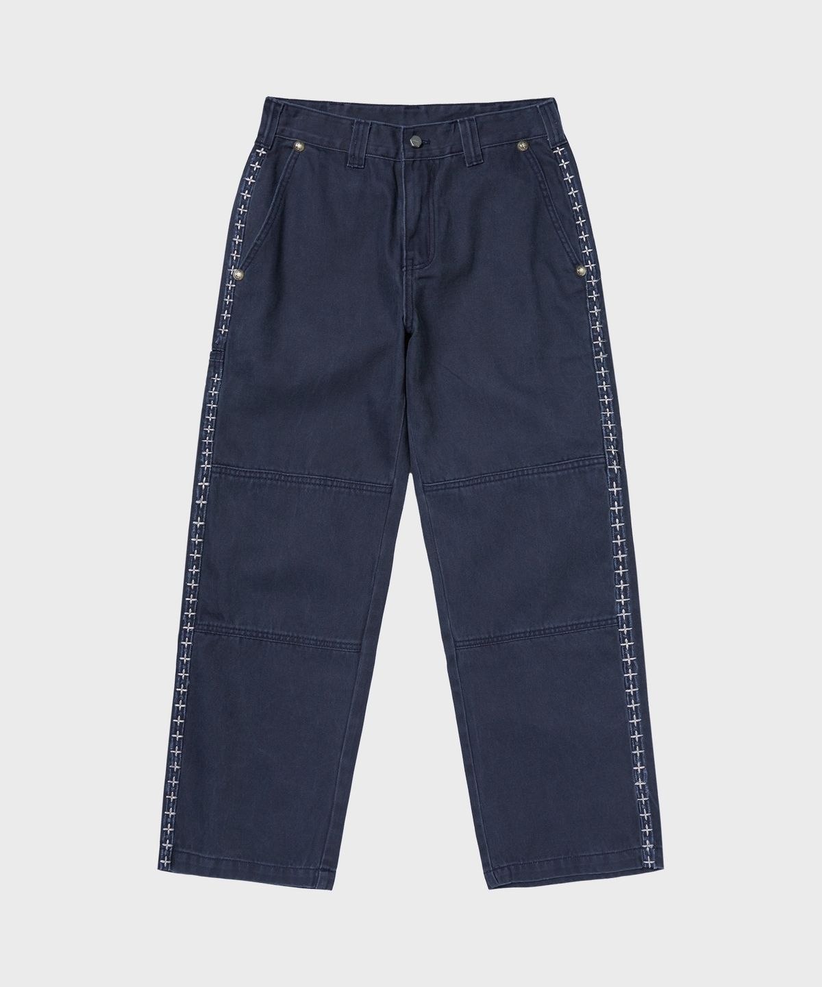 디키즈(DICKIES) X 떠그클럽 크로스 스티치 더블니 팬츠 Navy