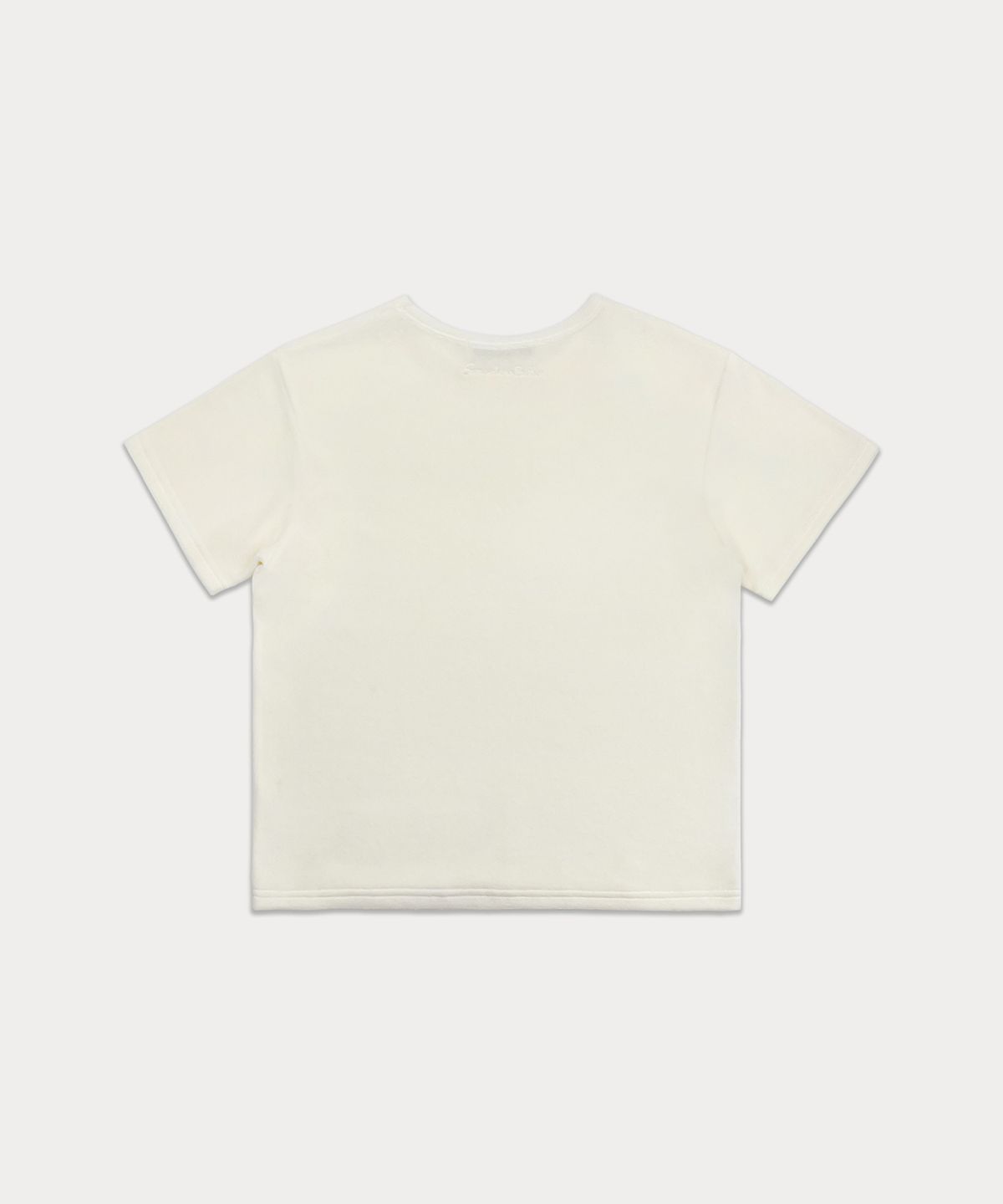 썸웨어버터(SOMEWHEREBUTTER) Velour Lettering Top - Ivory