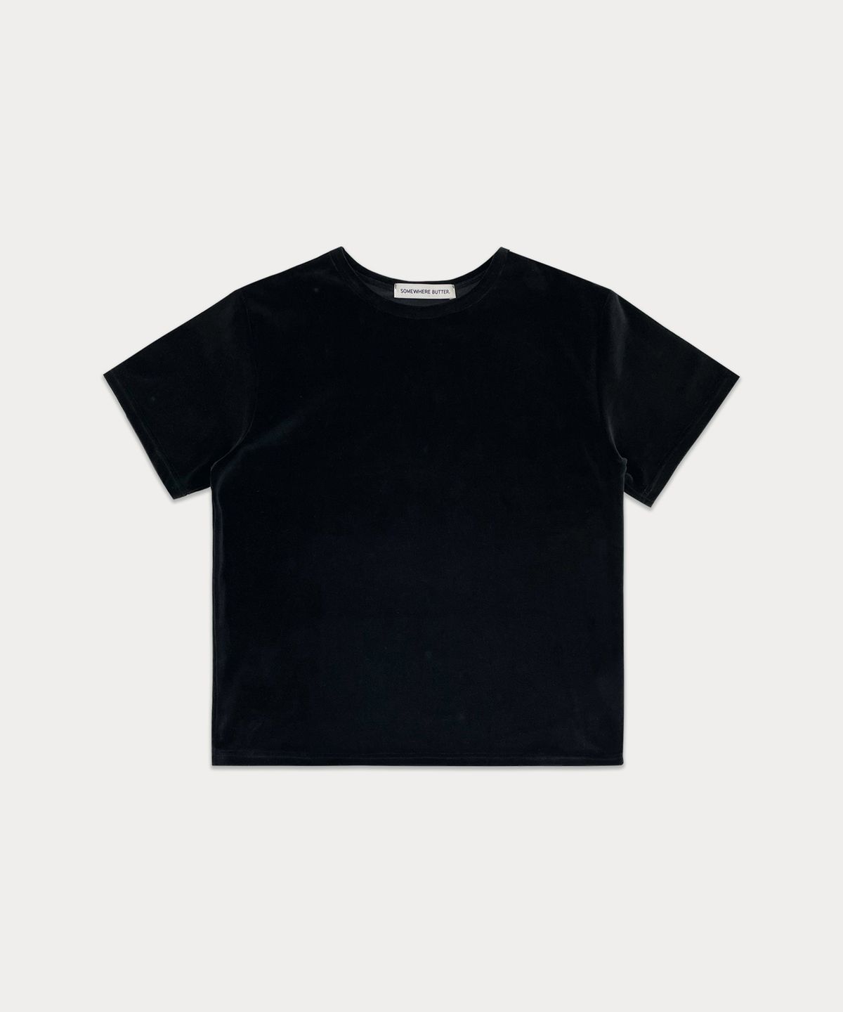 썸웨어버터(SOMEWHEREBUTTER) Velour Lettering Top - Black