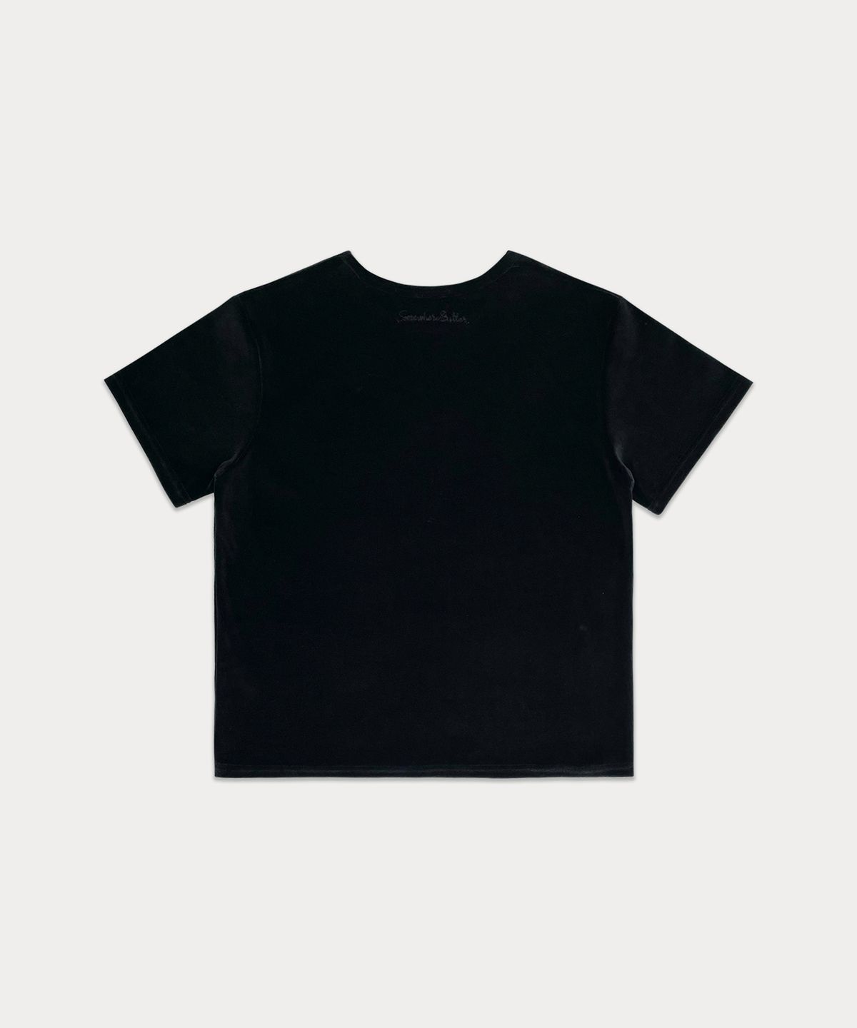 썸웨어버터(SOMEWHEREBUTTER) Velour Lettering Top - Black