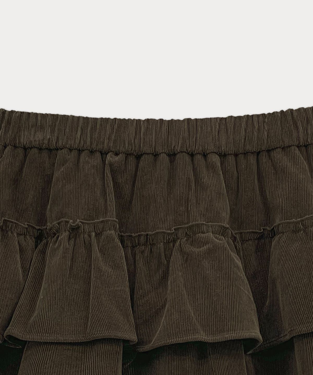 썸웨어버터(SOMEWHEREBUTTER) Corduroy Cancan Mini Skirt - Brown