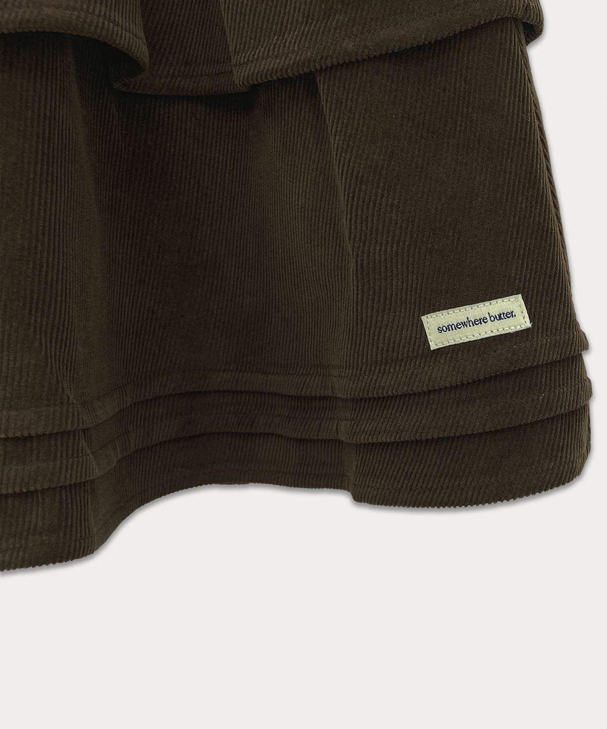 썸웨어버터(SOMEWHEREBUTTER) Corduroy Cancan Mini Skirt - Brown