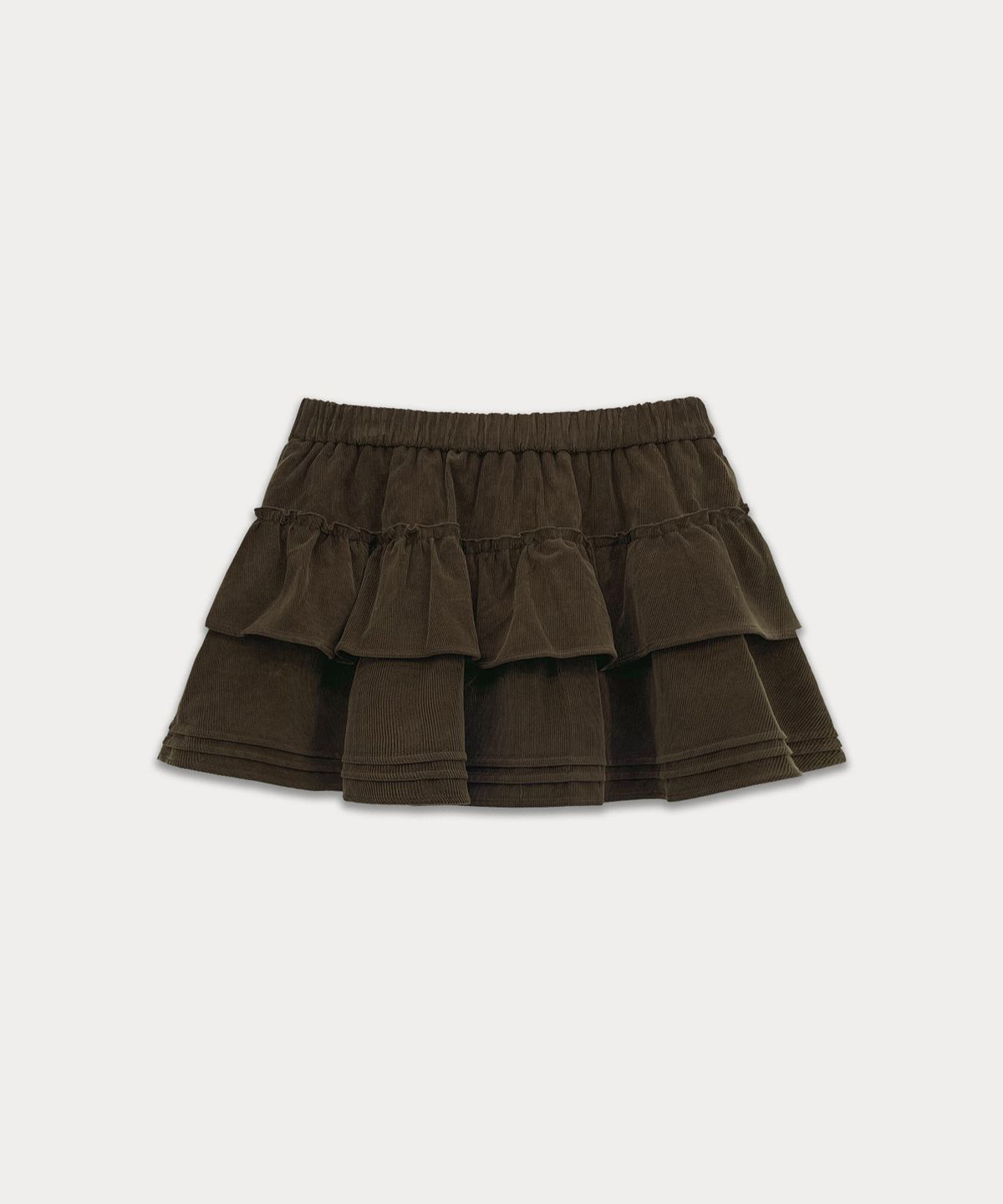 썸웨어버터(SOMEWHEREBUTTER) Corduroy Cancan Mini Skirt - Brown