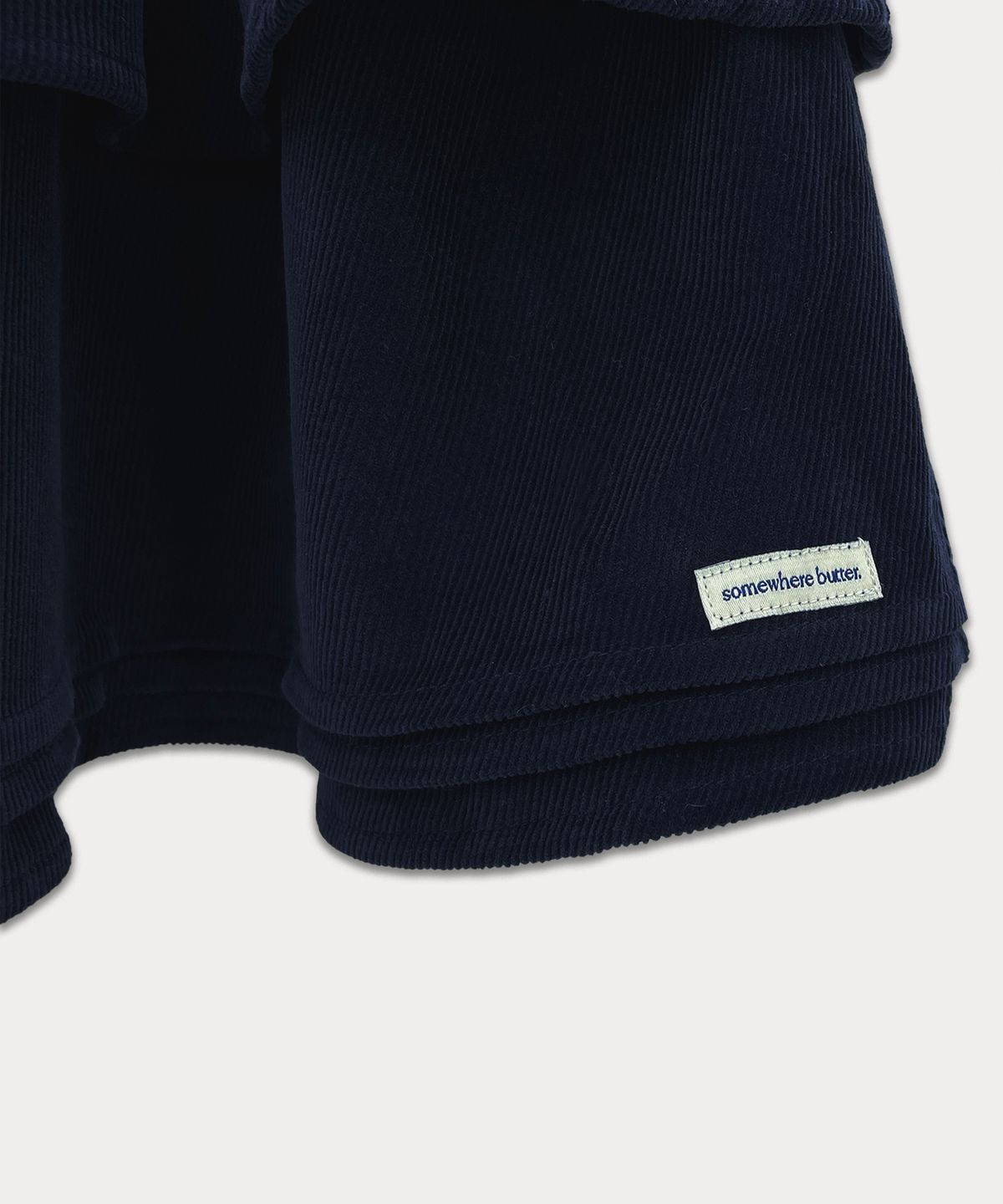 썸웨어버터(SOMEWHEREBUTTER) Corduroy Cancan Mini Skirt - Navy