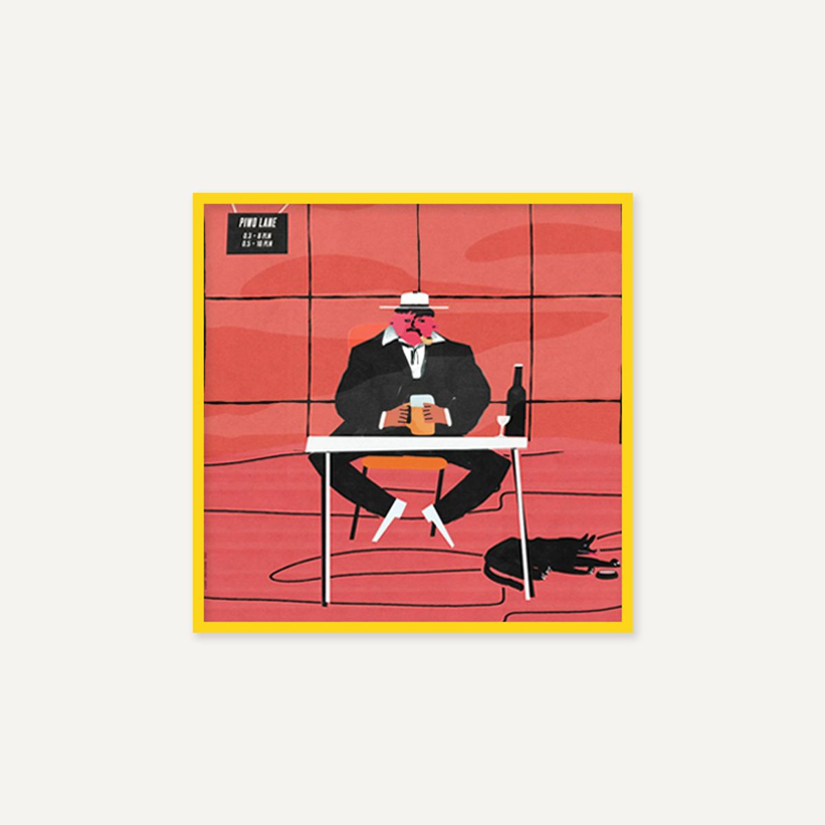 그릿시즌(GREET SEASON) 야콥 자사다 Sad man drinking beer at a table in a bar (액자 포함)