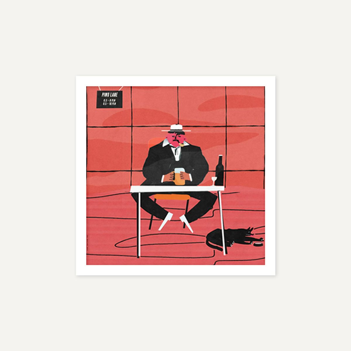그릿시즌(GREET SEASON) 야콥 자사다 Sad man drinking beer at a table in a bar (액자 포함)
