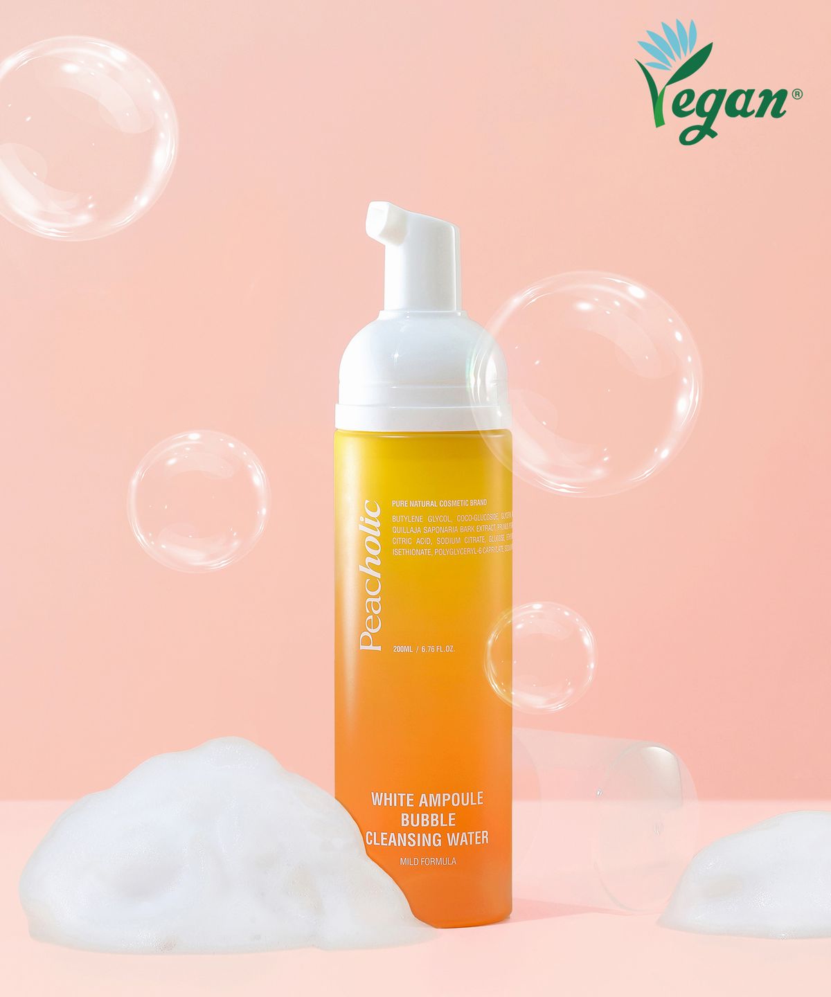 피치홀릭(PEACHOLIC) [SET] 화이트 앰플 버블 클렌징 워터 200ml x 2개 [총 400ml]